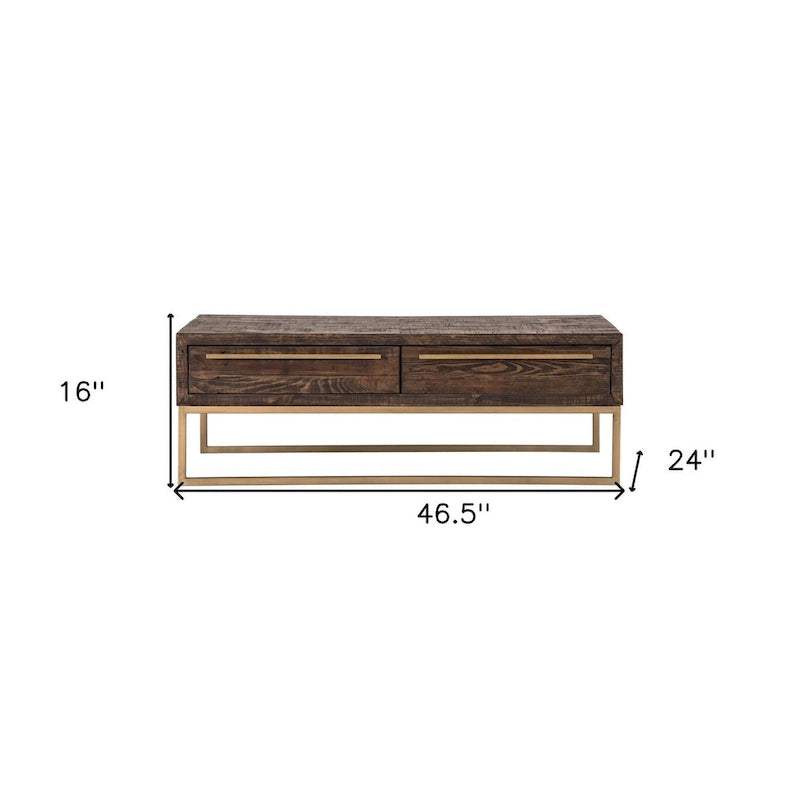 HomeRoots Tavolino da caffè 47 in metallo marrone scuro e oro con cassetto - 46,5