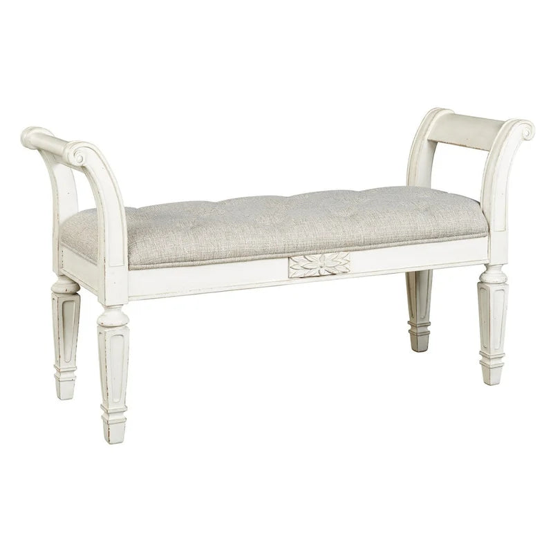 Panca d'appoggio Realyn in bianco anticato, stile casual-vintage