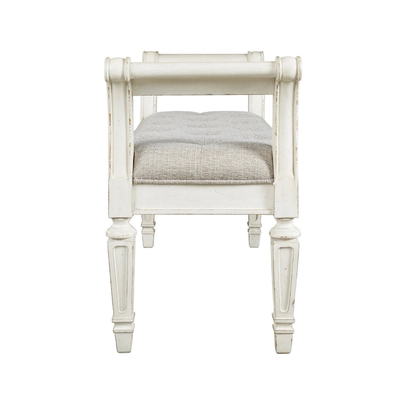 Panca d'appoggio Realyn in bianco anticato, stile casual-vintage
