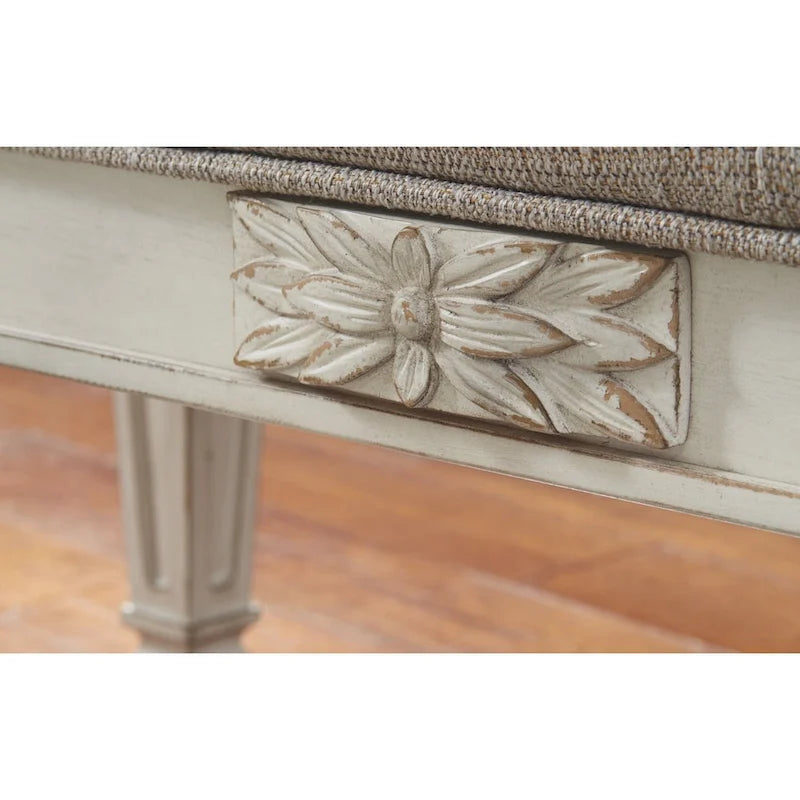 Panca d'appoggio Realyn in bianco anticato, stile casual-vintage
