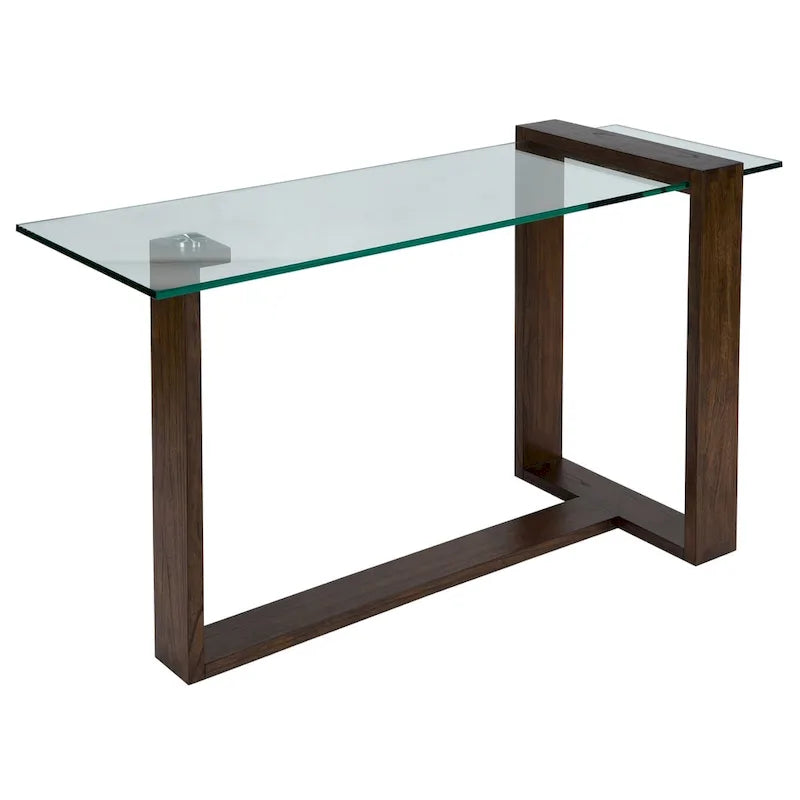 Consolle da ingresso Bristow Modern Acorn in legno e vetro