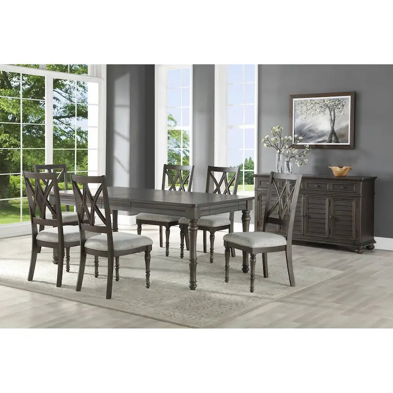 Tavolo da pranzo in legno Steve Silver Lockwood da 80 pollici - Grigio