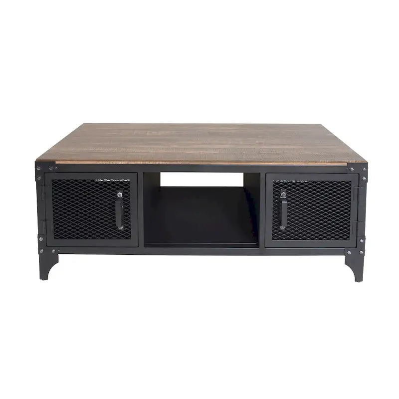Tavolino contenitore Conner Rustic Black and Dark Walnut da 48 pollici in acciaio di Furniture of America