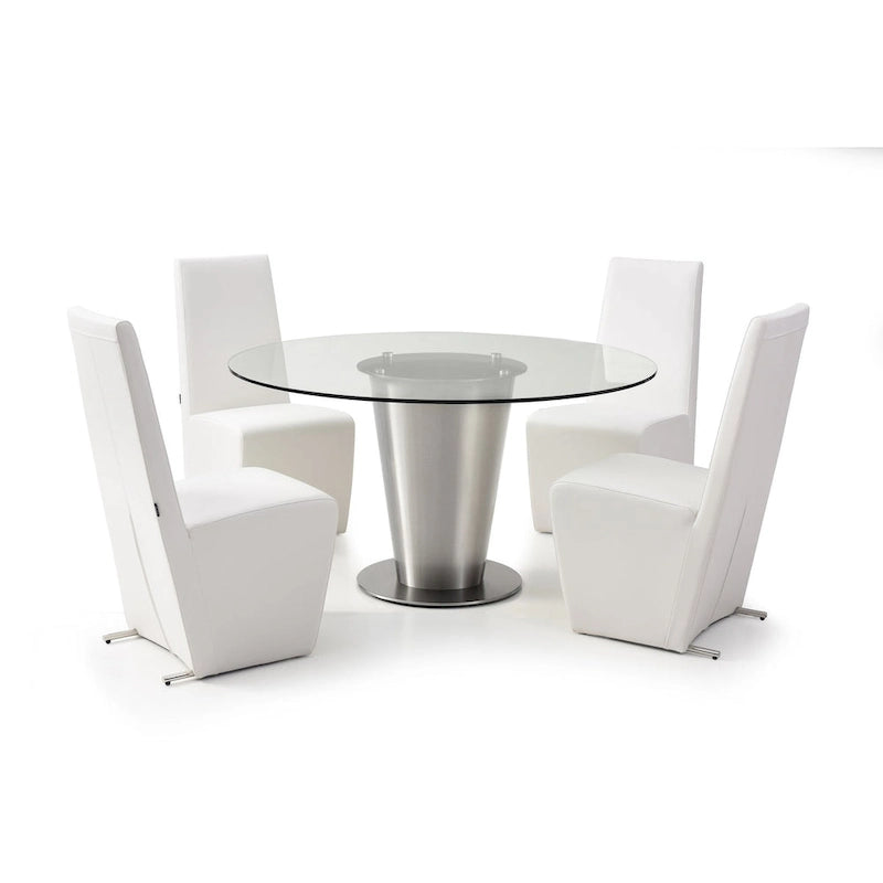 Tavolo Rotondo in Vetro Trasparente con Base in Acciaio Inox o Lazy Susan