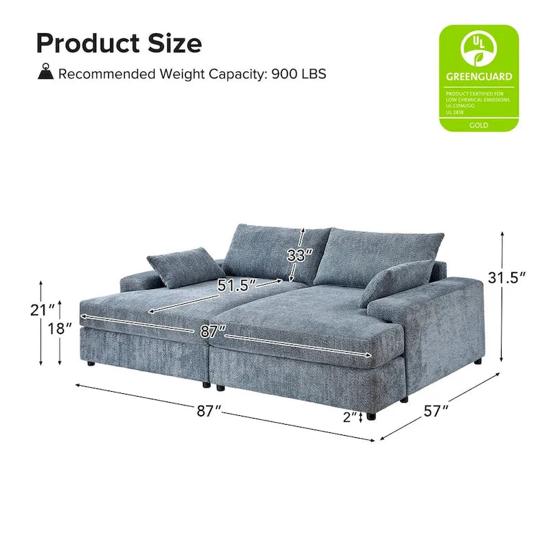 Divano Conradus Modren Oversize 57 con bracciolo quadrato profondo di HULALA HOME