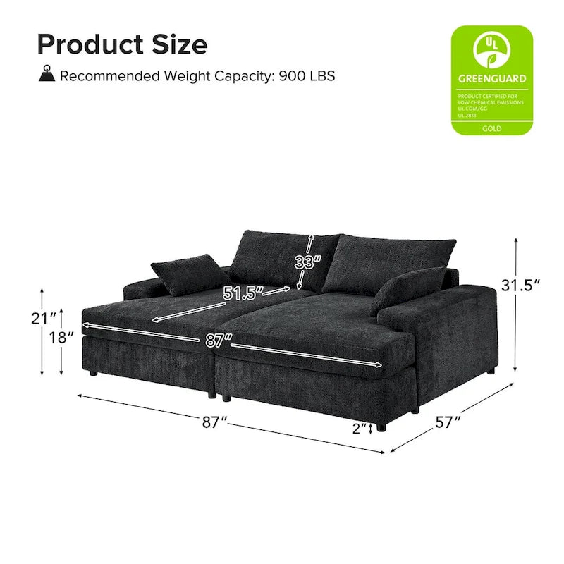 Divano Conradus Modren Oversize 57 con bracciolo quadrato profondo di HULALA HOME