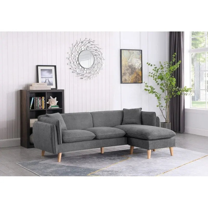Divano Sezionale con Chaise-longue in Tessuto Brayden