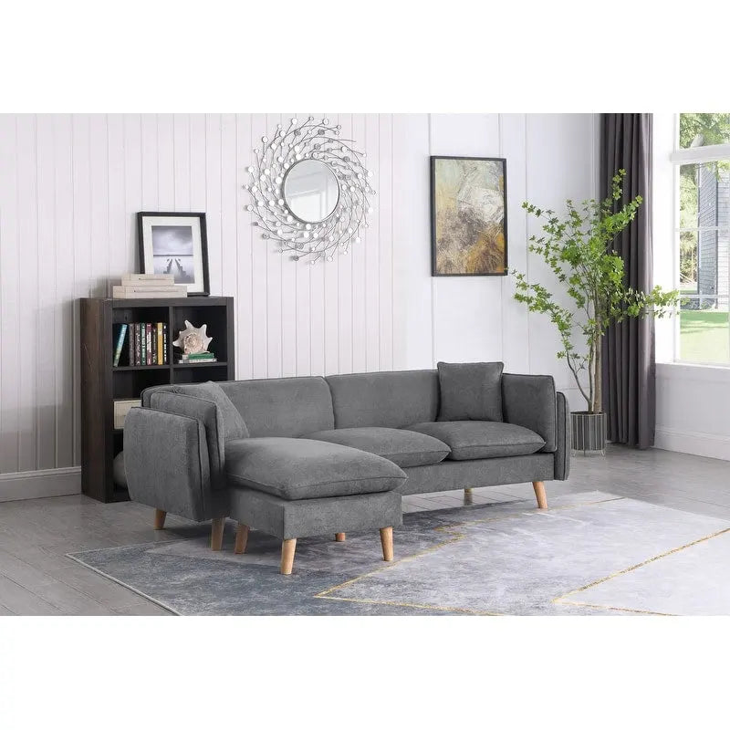 Divano Sezionale con Chaise-longue in Tessuto Brayden