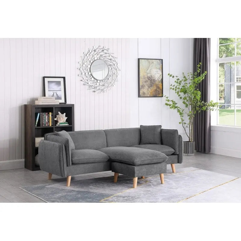 Divano Sezionale con Chaise-longue in Tessuto Brayden