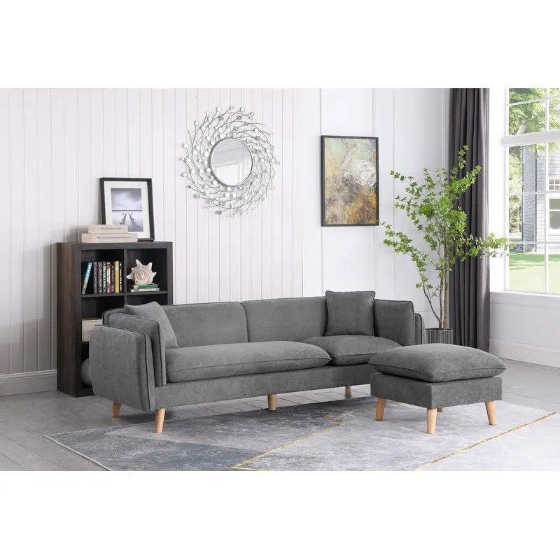 Divano Sezionale con Chaise-longue in Tessuto Brayden