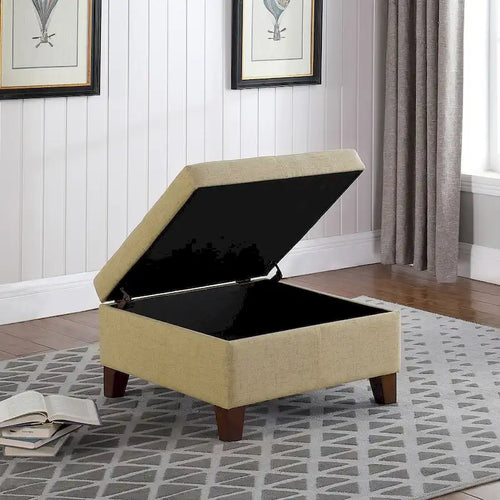 28-Inch Square Storage Ottoman with Hinged Lid