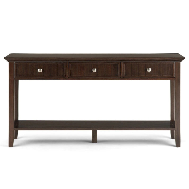60-Inch Solid Wood Console Table with 3 Drawers (Tobacco Brown/Brunette Brown)
