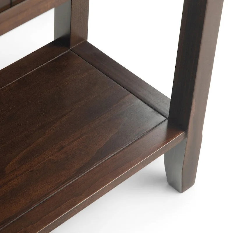 60-Inch Solid Wood Console Table with 3 Drawers (Tobacco Brown/Brunette Brown)