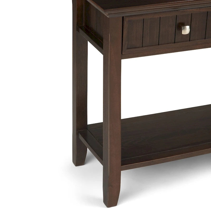 60-Inch Solid Wood Console Table with 3 Drawers (Tobacco Brown/Brunette Brown)