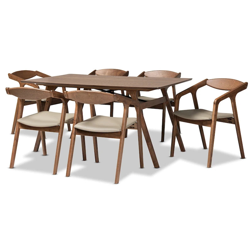 Set da pranzo Harland moderno di metà secolo da 7 pezzi