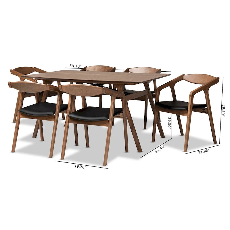 Set da pranzo Harland moderno di metà secolo da 7 pezzi
