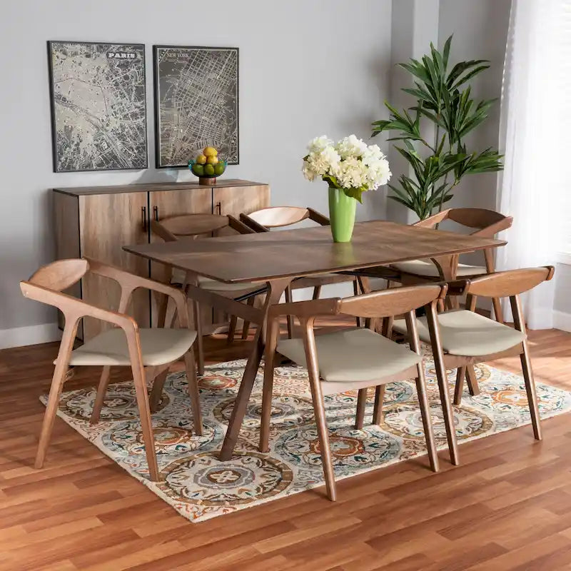 Set da pranzo Harland moderno di metà secolo da 7 pezzi