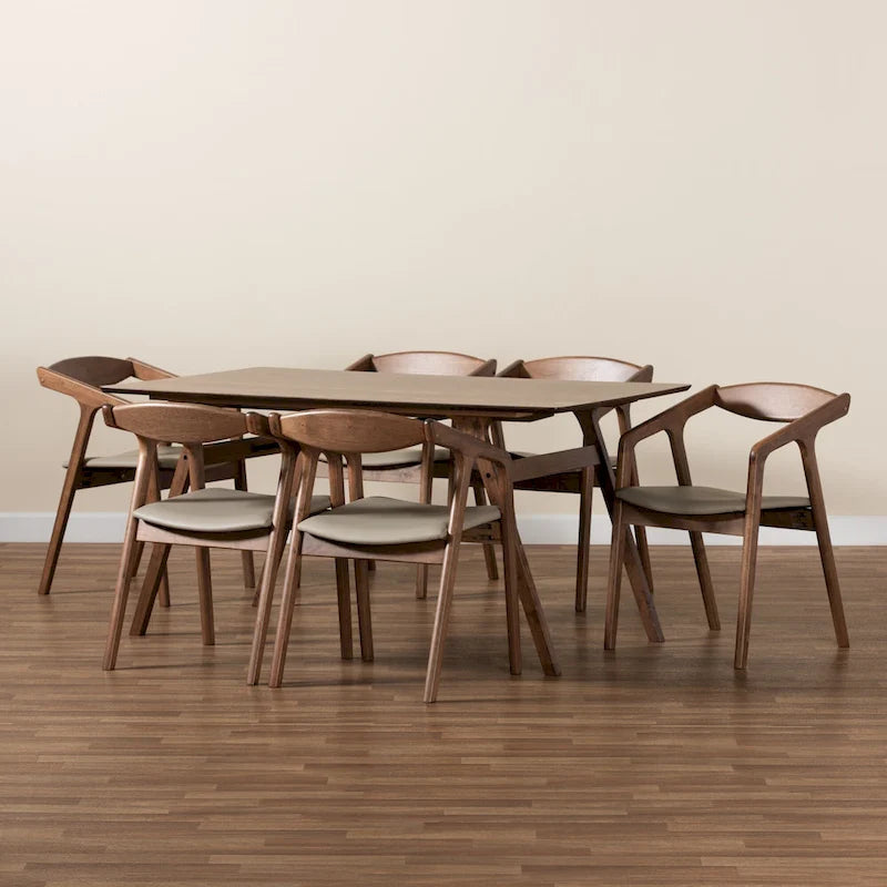 Set da pranzo Harland moderno di metà secolo da 7 pezzi