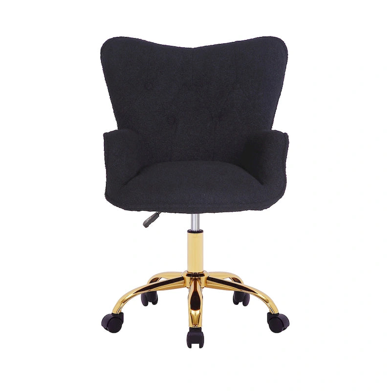 Swivel Office Chair with Teddy Fabric and Gold Chrome Legs