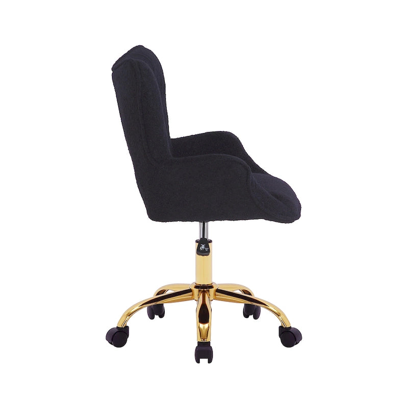 Swivel Office Chair with Teddy Fabric and Gold Chrome Legs