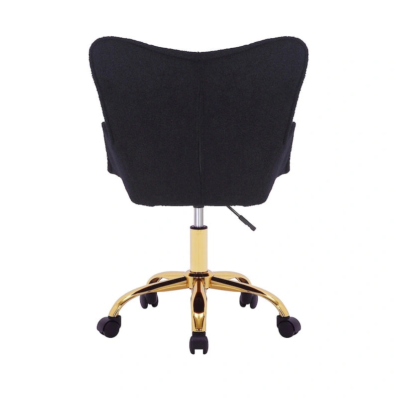 Swivel Office Chair with Teddy Fabric and Gold Chrome Legs