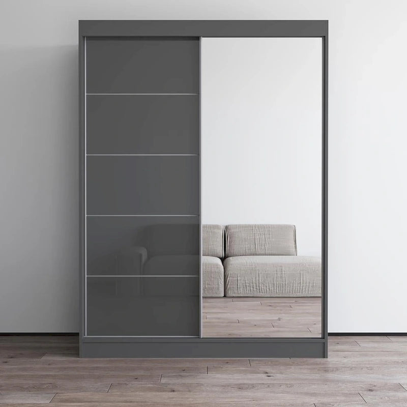Armadio moderno Aria a 2 ante lucido con specchio