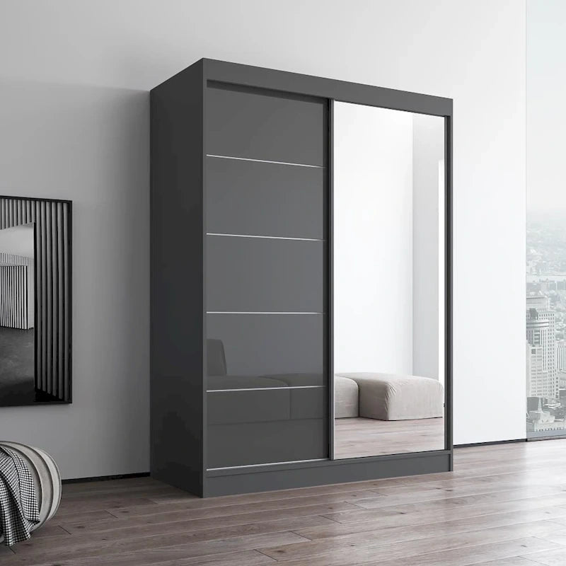 Armadio moderno Aria a 2 ante lucido con specchio