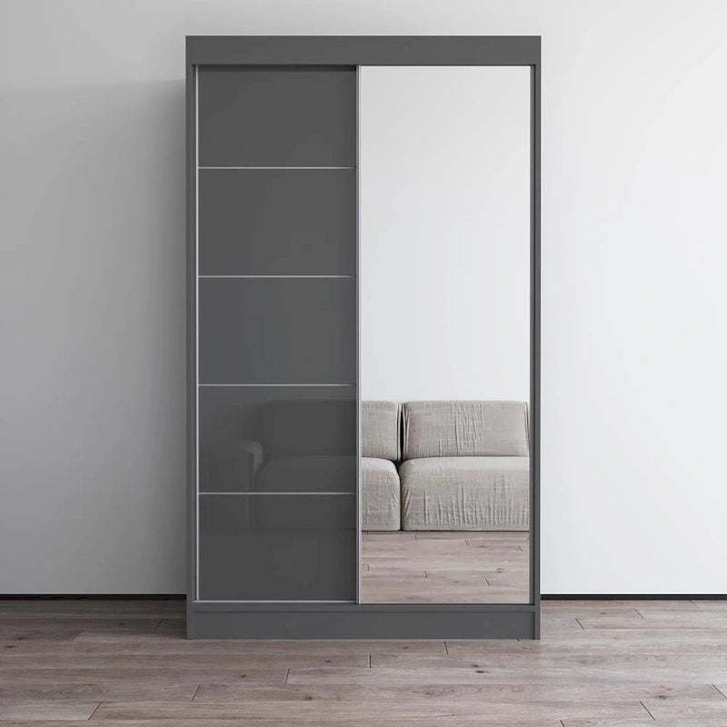 Armadio moderno Aria a 2 ante lucido con specchio