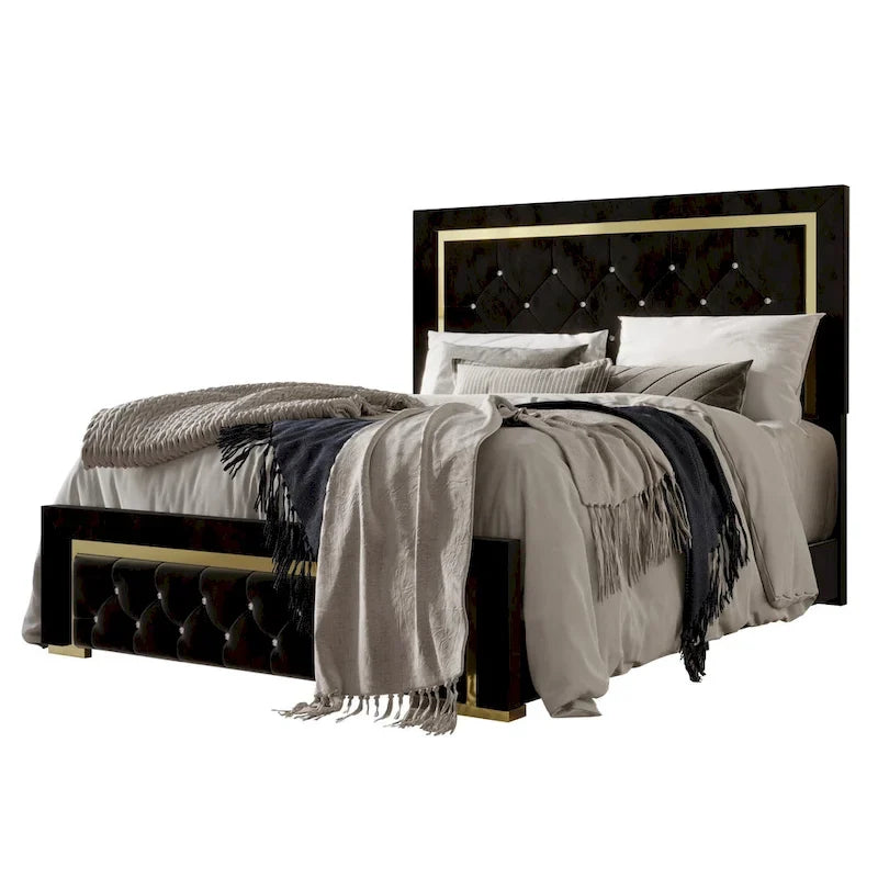 Gold Upholstered Panel Bed - Twin/Full/Queen/King