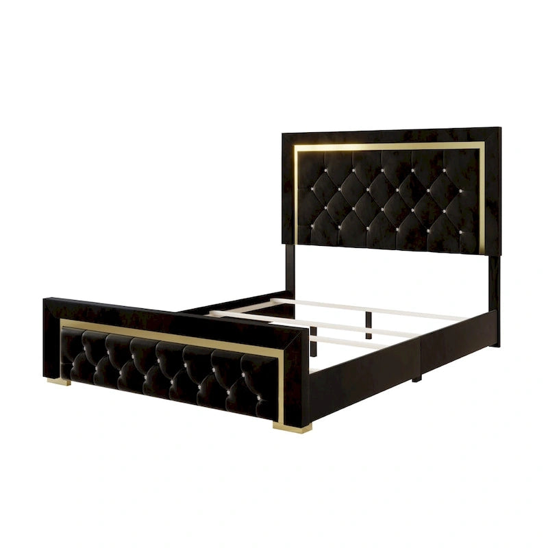 Gold Upholstered Panel Bed - Twin/Full/Queen/King