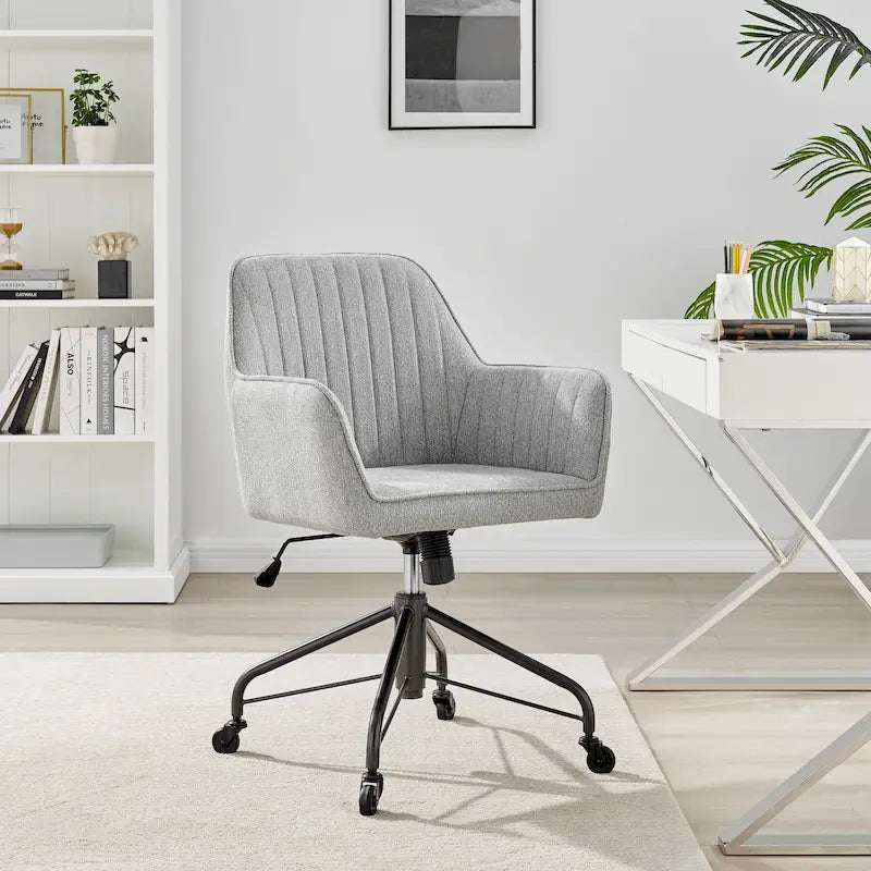 Fabric Swivel Office Arm Chair with Caster Wheels
