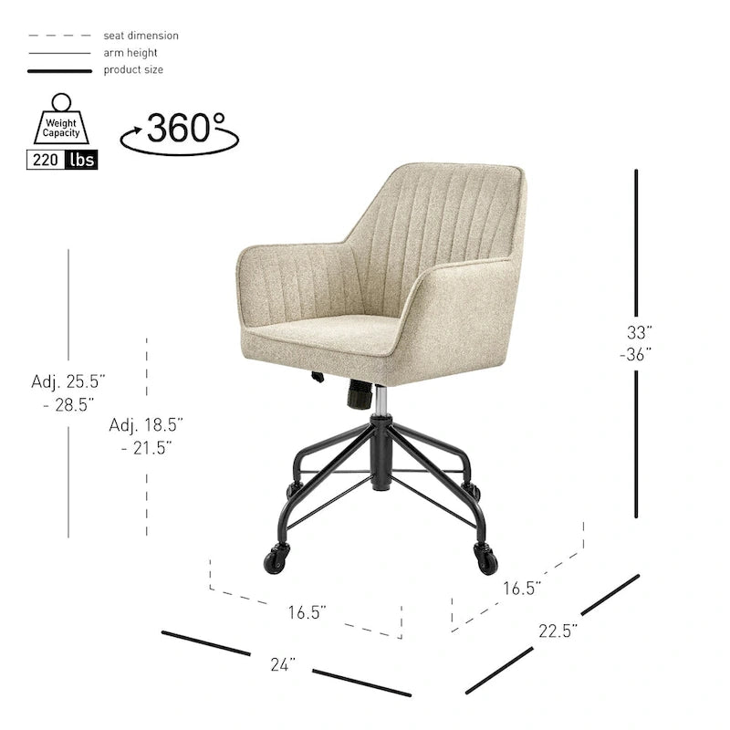 Fabric Swivel Office Arm Chair with Caster Wheels