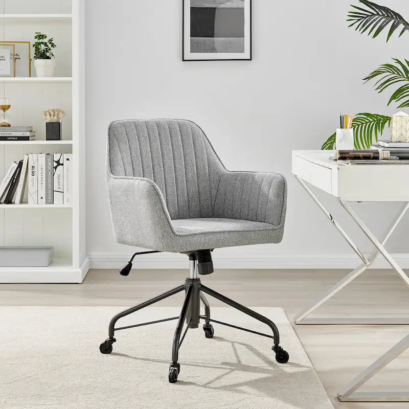 Fabric Swivel Office Arm Chair with Caster Wheels