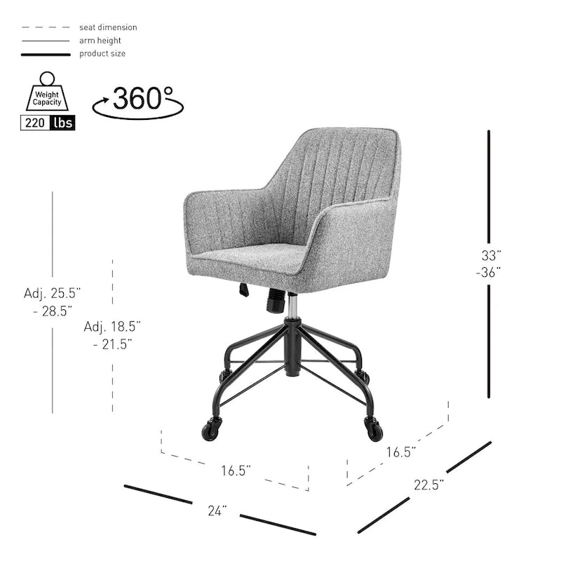 Fabric Swivel Office Arm Chair with Caster Wheels