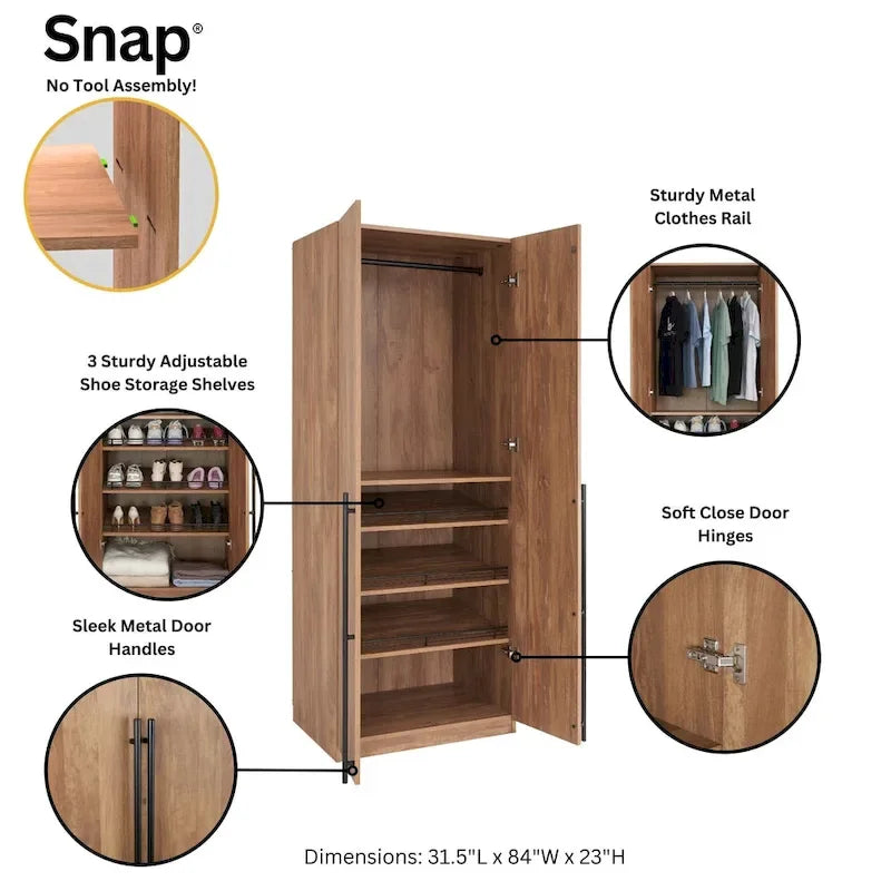 Manhattan Comfort Lee Armadio Guardaroba a 3 Moduli Indipendenti Moderno