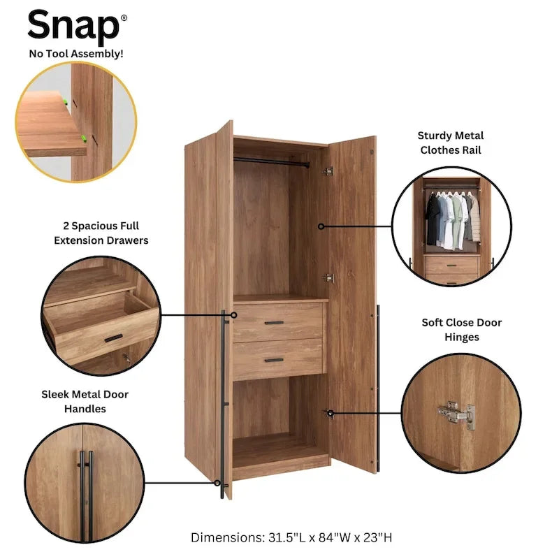 Manhattan Comfort Lee Armadio Guardaroba a 3 Moduli Indipendenti Moderno