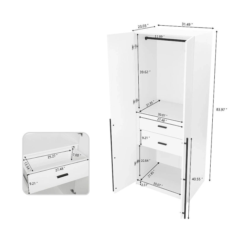 Manhattan Comfort Lee Armadio Guardaroba a 3 Moduli Indipendenti Moderno