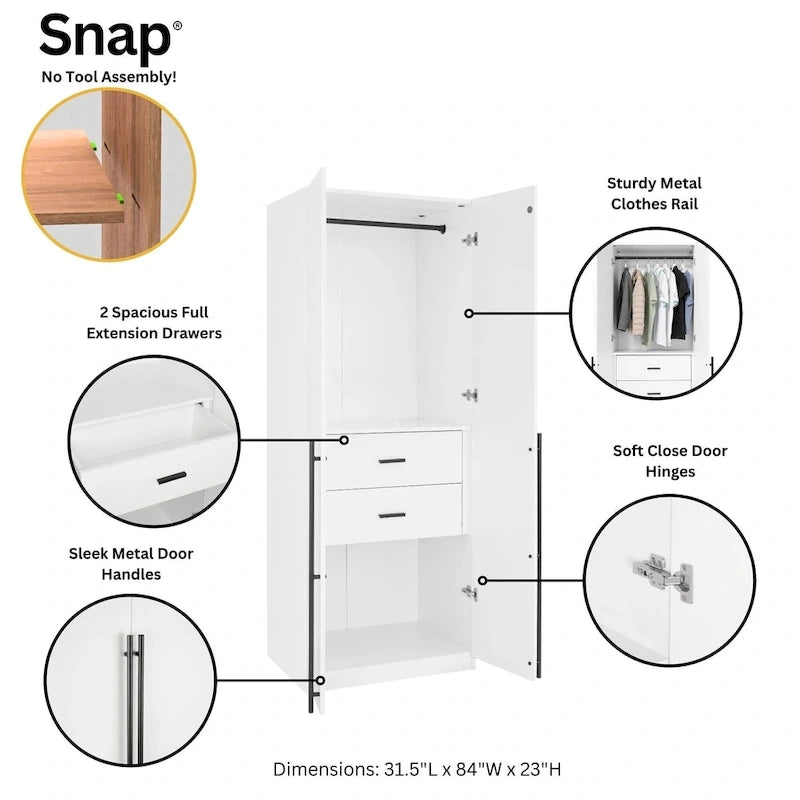 Manhattan Comfort Lee Armadio Guardaroba a 3 Moduli Indipendenti Moderno