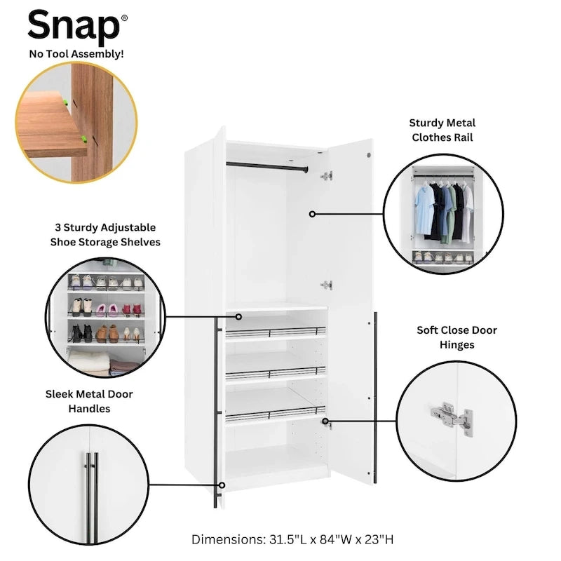 Manhattan Comfort Lee Armadio Guardaroba a 3 Moduli Indipendenti Moderno
