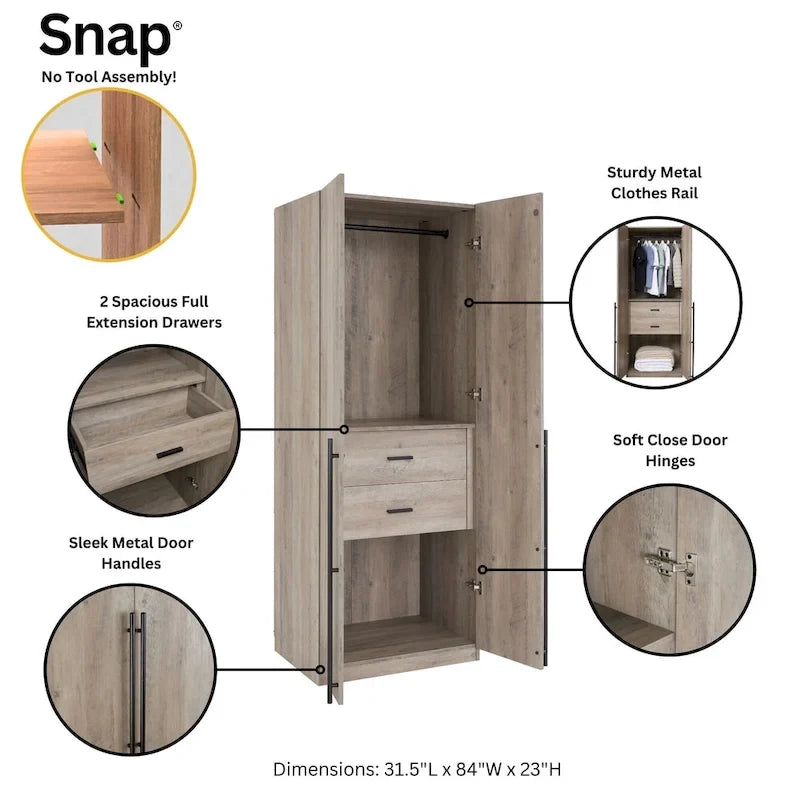 Manhattan Comfort Lee Armadio Guardaroba a 3 Moduli Indipendenti Moderno