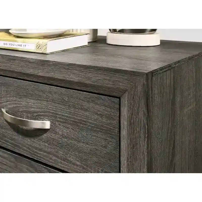 Set camera da letto Roundhill Furniture Stout con pannello, cassettiera, specchio, comodino