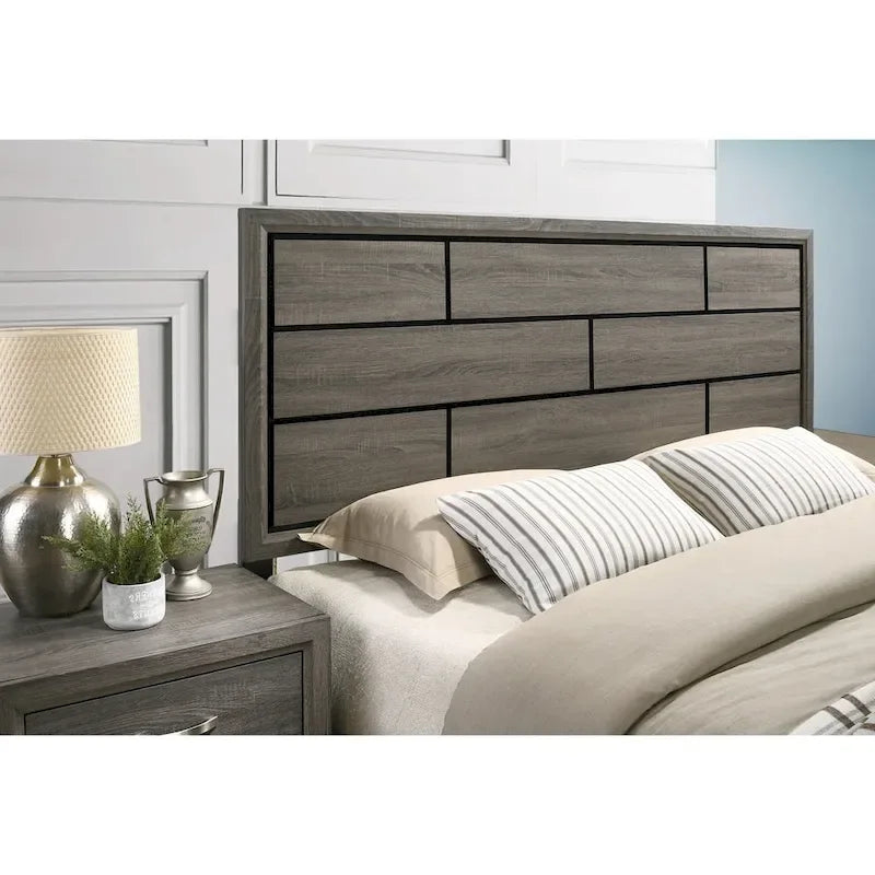 Set camera da letto Roundhill Furniture Stout con pannello, cassettiera, specchio, comodino