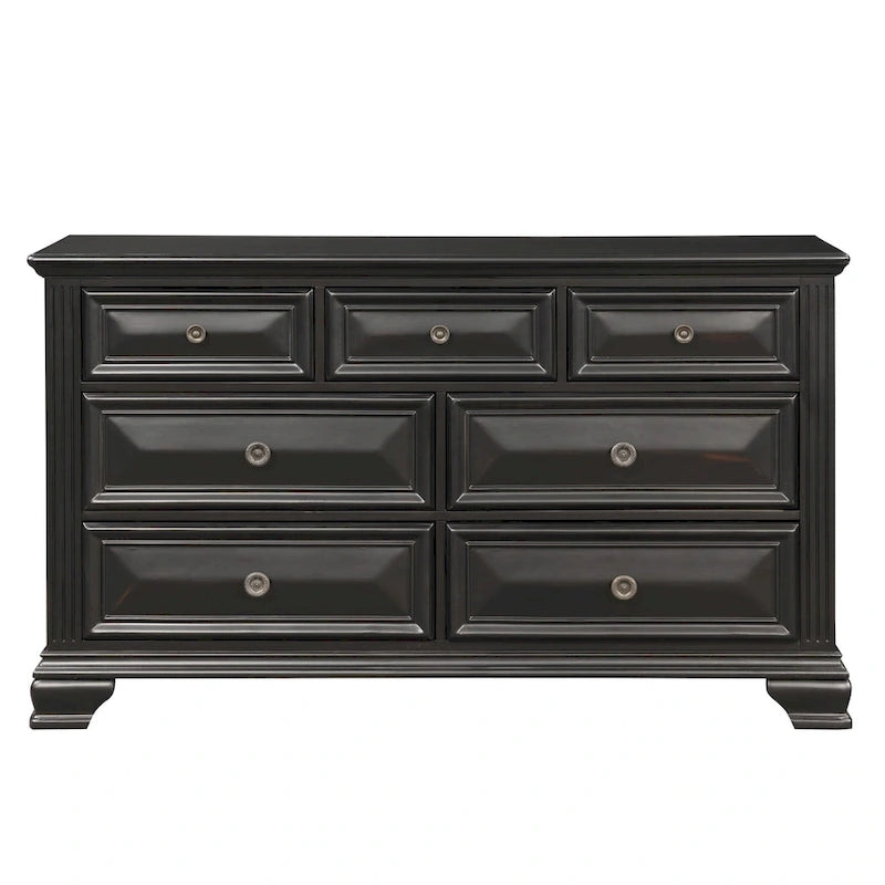 Set Camera da Letto Renova 4 Pezzi con Pannelli in Legno Nero Vintage di Roundhill Furniture