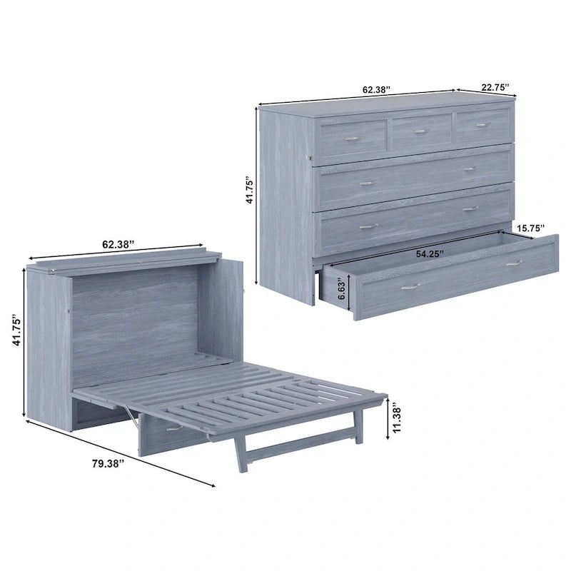 Letto a scomparsa Queen Northfield con materasso in Driftwood