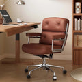 Height Adjustable Leather Ergonomic Office Chair with Lumbar Support