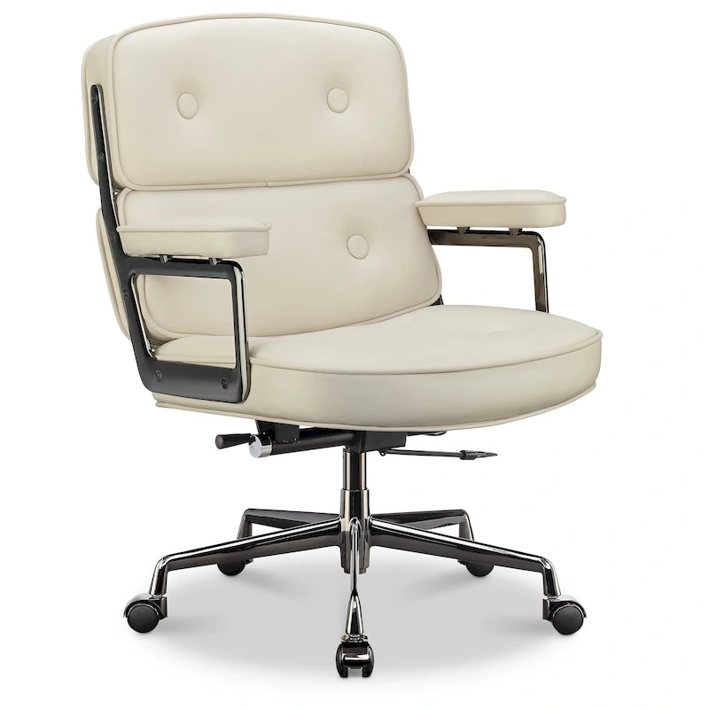 Height Adjustable Leather Ergonomic Office Chair with Lumbar Support