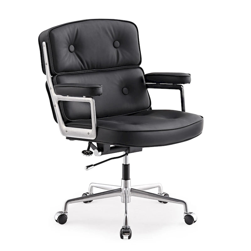 Height Adjustable Leather Ergonomic Office Chair with Lumbar Support