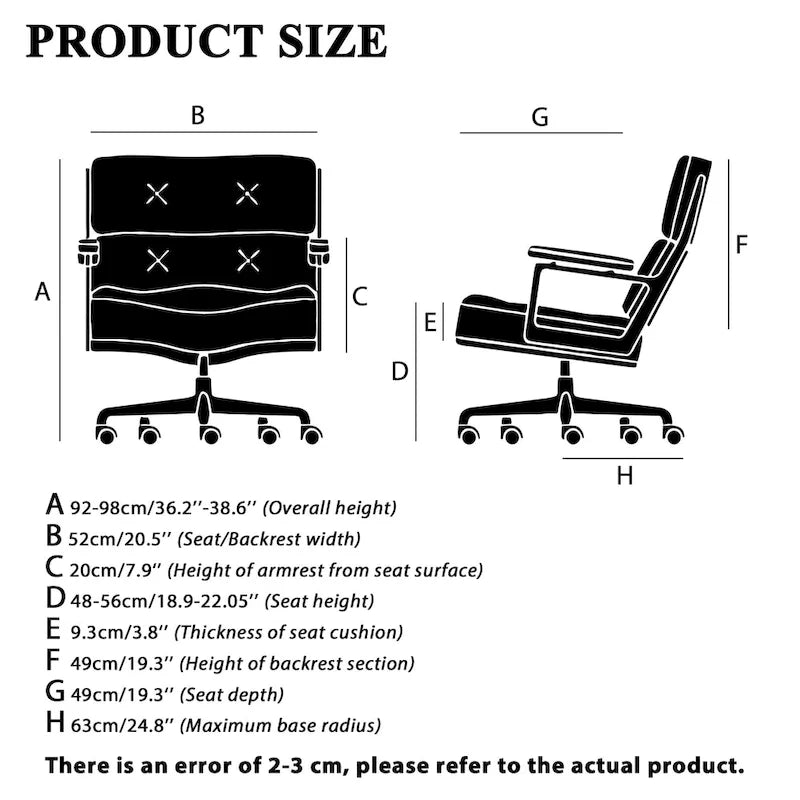 Height Adjustable Leather Ergonomic Office Chair with Lumbar Support