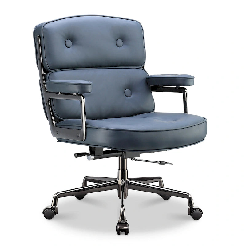 Height Adjustable Leather Ergonomic Office Chair with Lumbar Support