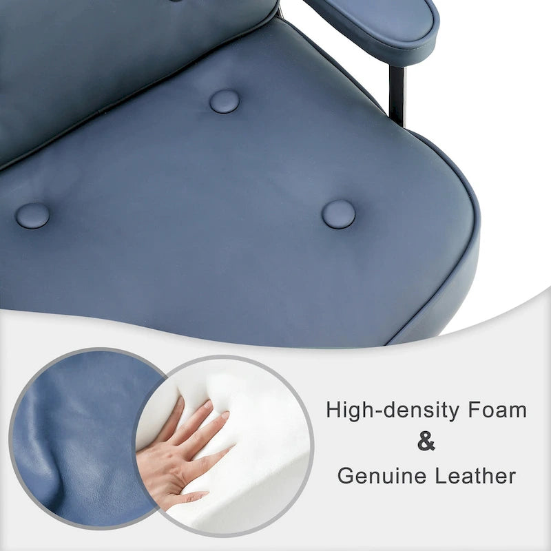 Height Adjustable Leather Ergonomic Office Chair with Lumbar Support